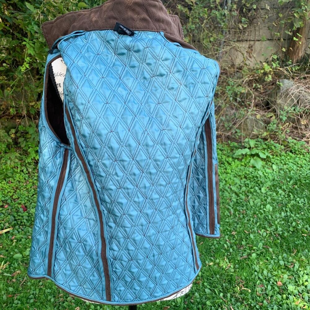 Vintage Nomadic Traders Brown and blue quilted zip up vest with pockets - Picture 7 of 12